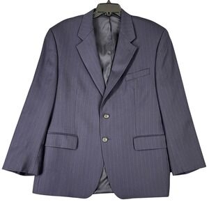 Lauren Ralph Lauren Wool Pinstripe Blazer 44S Navy‎ Classic Fit Made in Canada